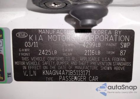 2011 Kia Optima Ex из США, поврежденный, VIN KNAGN4A71B5113171